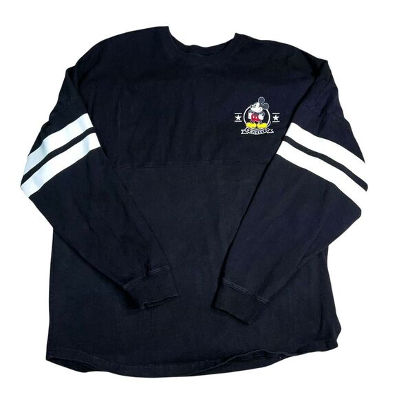 Disney Spirit Jersey Women's Size XL Black Mickey Mouse Spell Out Logo Oversized - Picture 1 of 8